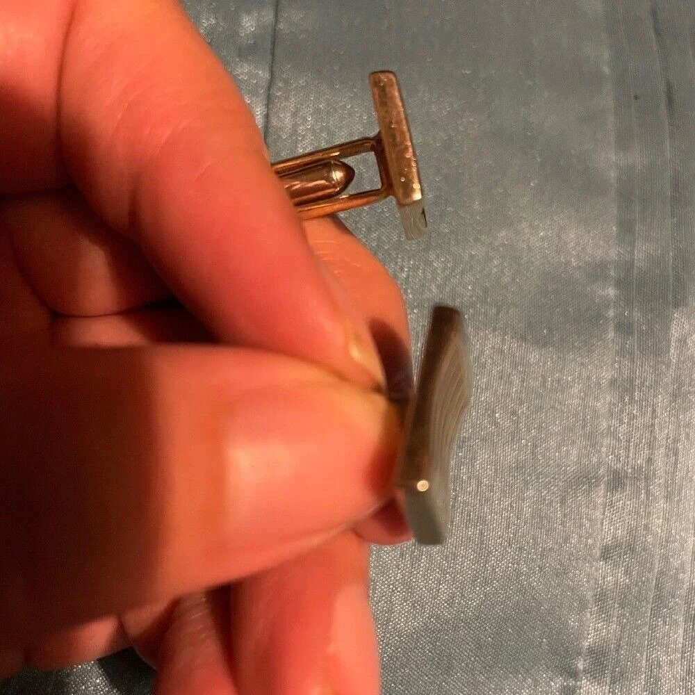 Swank Vintage Cufflinks Gold Tone‎ Rectangle Striped ribbed Classic Mens Jewelry